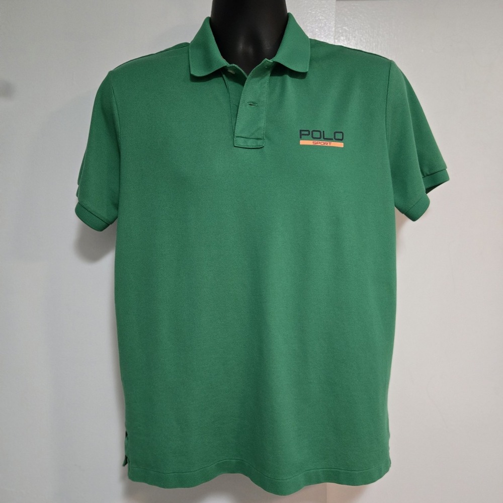 Polo Sport Ralph Lauren Men's L Golf Polo Green Orange Thermo Vent Performance